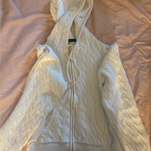 Brandy Melville Cream Cable Knit Hoodie